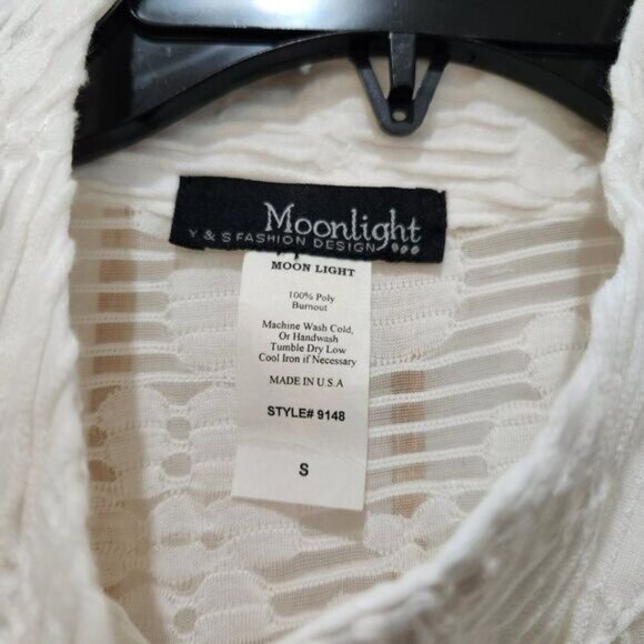 Moonlight Y&S Fashion Design Womens White Sheer Blouse Sz S - Picture 7 of 14
